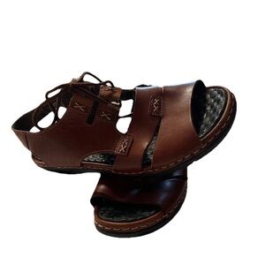 Rieker Boho Women’s Brown Leather Lace up Sandals Size 9
